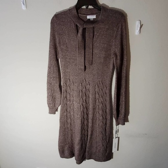 Calvin‎ Klein tie neck lantern sleeve sweater dress size small new!! - Picture 2 of 8